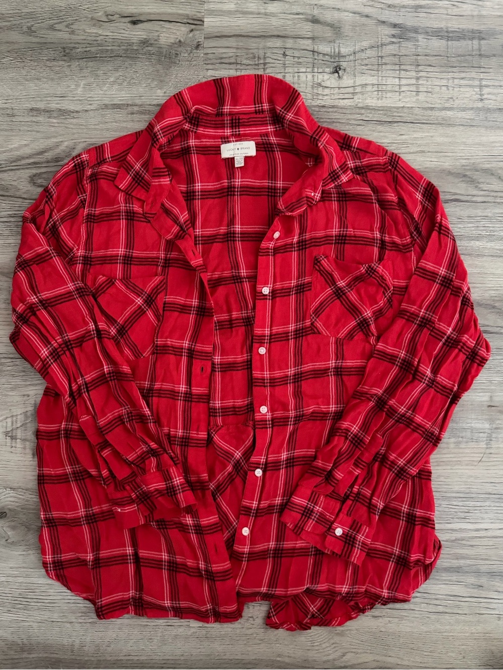 Lucky Brand Red Plaid Button-Up Shirt - Casual Flannel Style